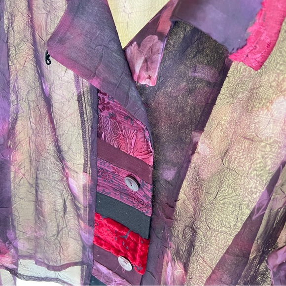 VTG1980s Donna Jessica size 3 Sheer Purple Cropped Long Sleeve Blouse - Picture 3 of 16